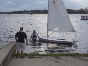 Andy gets some practice for Laser racing in the BVIs